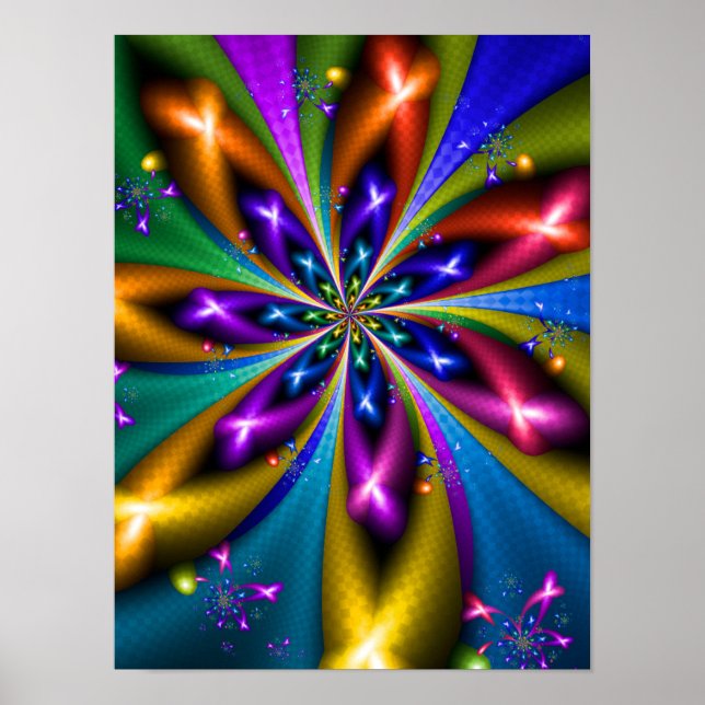 Colorful Starburst Fractal Poster (Front)