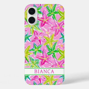 Colorful Starfish Monogrammed iPhone 16 Plus Case