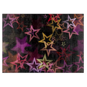 Colorful Stars Dance Whimsically Cutting Board