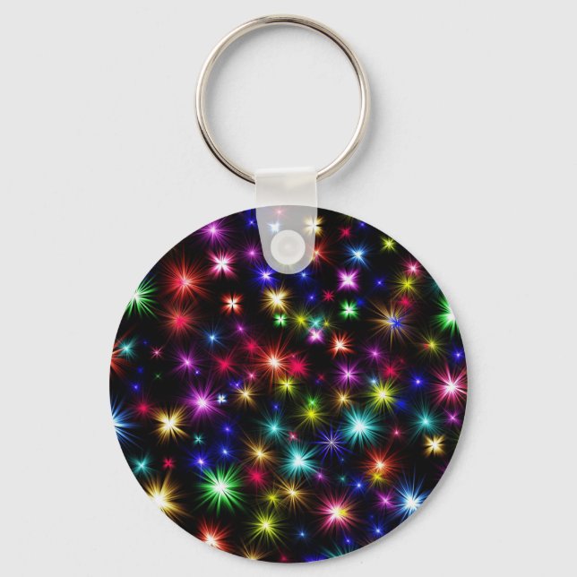 Colorful Stars Fireworks Design Key Ring (Front)