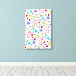 Colorful Stars White  Canvas Print