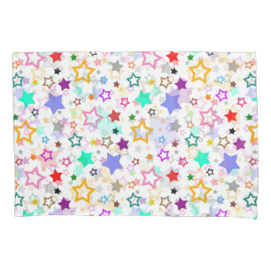 Colorful Stars White  Pillowcase
