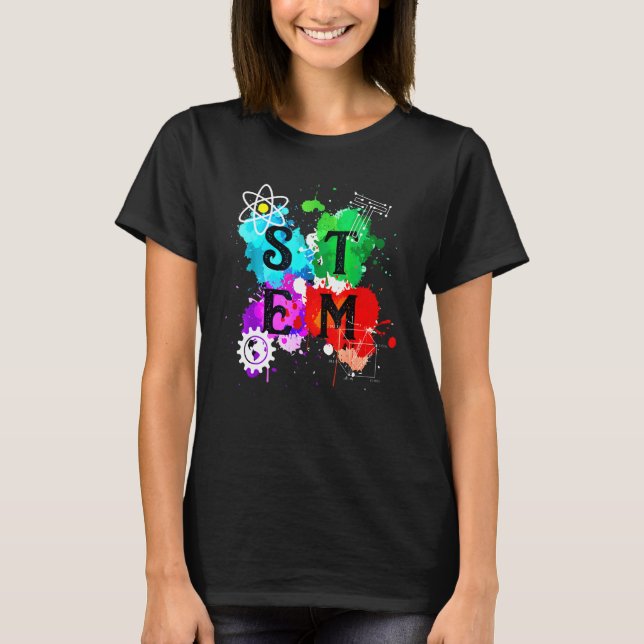 Colorful Stem Squad  Students & Teachers Crew T-Shirt (Front)