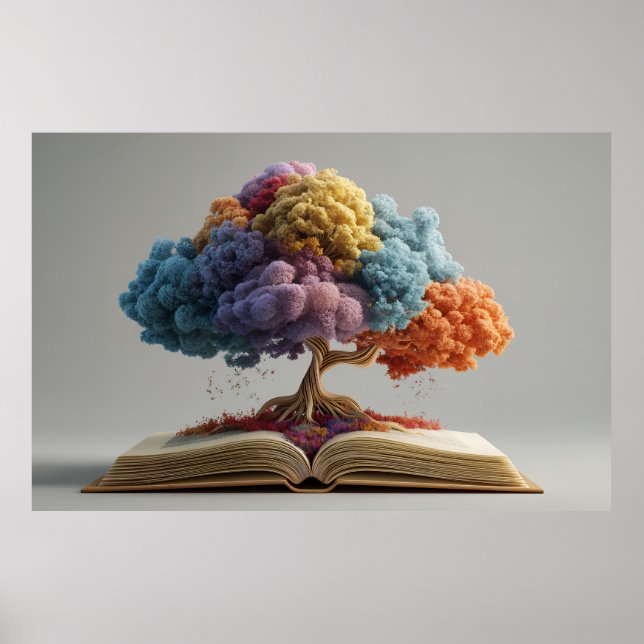 Colorful Storybook Tree Fantasy Bloom Poster (Front)