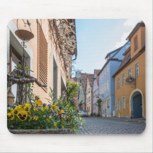 Colorful street in Rothenburg ob der Tauber Mouse Pad