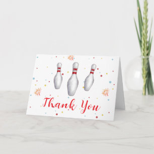 Colorful Strike Up Bowling Sport Baby Shower Thank You Card