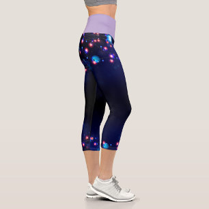 Colorful String Lights High Waisted Capris