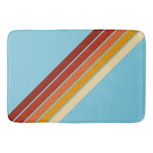 Colorful Striped 70s 80s Retro Racing Stripes Bath Mat