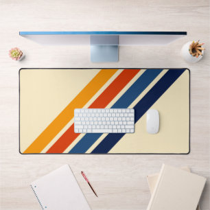 Colorful Striped 70s 80s Retro Racing Stripes Desk Mat