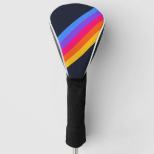 Colorful Striped 70s 80s Retro Racing Stripes Golf Head Cover