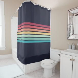 Colorful Striped 70s 80s Retro Racing Stripes Shower Curtain