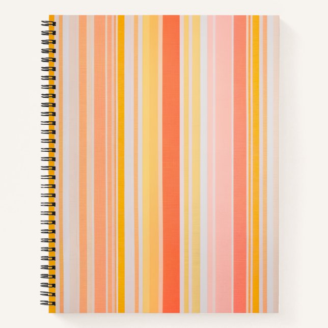 Colorful Striped Fabric Art Spiral Notebook (Front)