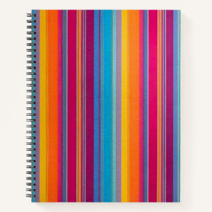 Colorful Striped Fabric Art Spiral Notebook