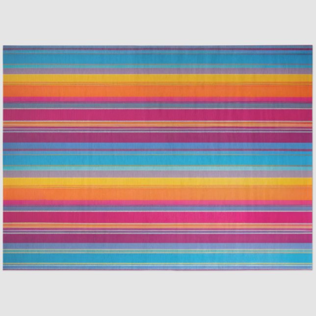 Colorful Striped Fabric Art Tissue Paper (Front)