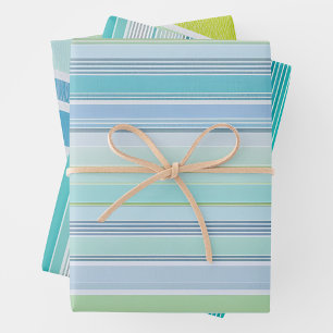 Colorful Striped Fabric Art Wrapping Paper Sheets
