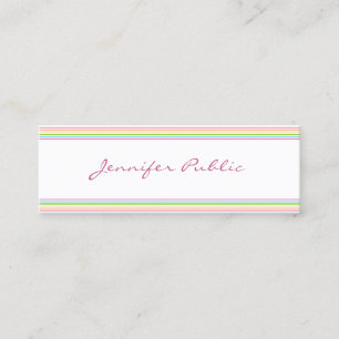 Colorful Striped Modern Minimalist Template Mini Business Card