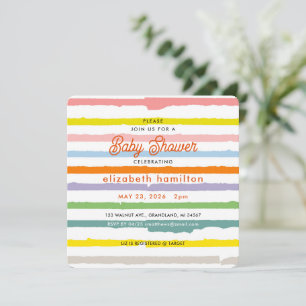 Colorful Stripes Baby Shower Invitation