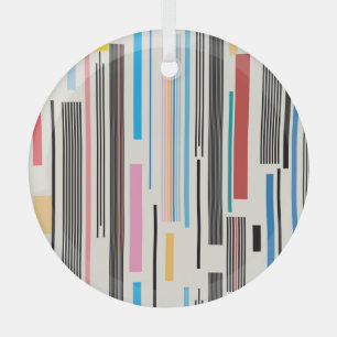 Colorful Stripes: Graphic Pattern Mix Glass Tree Decoration