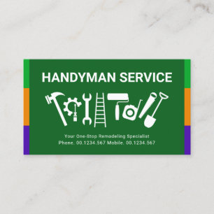 Colorful Stripes Handyman Tools Home Renovation Business Card