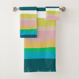 Colorful Stripes Lines Abstract Pattern Bath Towel Set