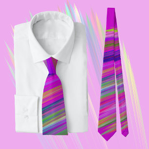 Colorful stripes on fuchsia background, modern  tie