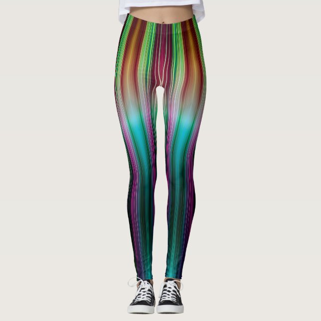 Colorful stripes pattern leggings (Front)