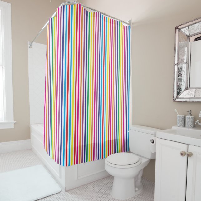 Colorful Stripes Shower Curtain (In Situ)
