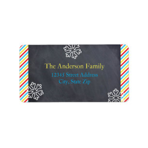 Colorful Stripes Snowflakes - Address Labels