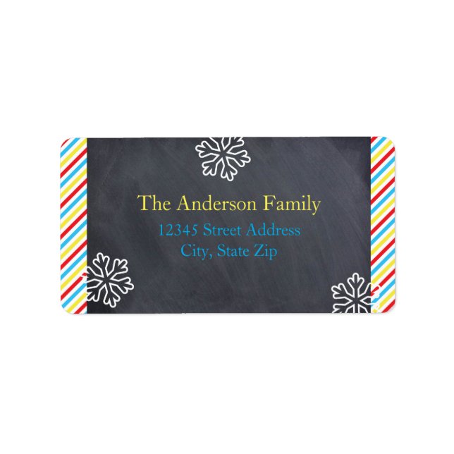 Colorful Stripes Snowflakes - Address Labels (Front)