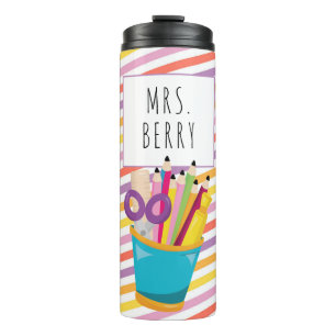 Colorful Stripes Teacher Thermal Tumbler