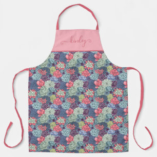 Colorful Succulent Pattern Apron