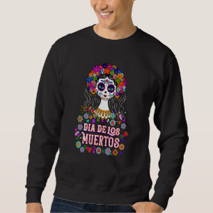 Colorful Sugar Skull Day Of The Dead Floral Mexica Sweatshirt
