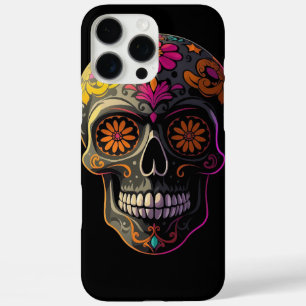 Colorful Sugar Skull Floral Art Aesthetic iPhone 16 Pro Max Case