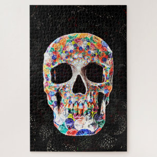 Colorful Sugar Skull Pop Art Balloons Design Jigsaw Puzzle