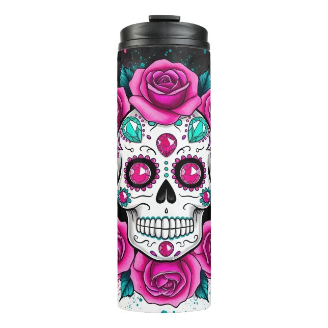 Colorful Sugar Skull  Thermal Tumbler (Front)