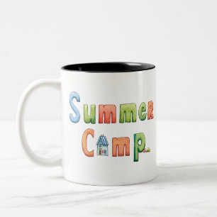 Colorful Summer Camp Text for Outdoor Adventure Two-Tone Coffee Mug
