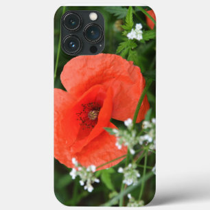 Colorful summer field poppy flower in green vegeta iPhone 13 pro max case