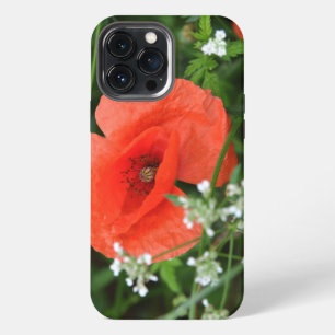 Colorful summer field poppy flower in green vegeta iPhone 13 pro max case