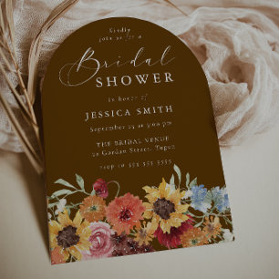 Colorful Summer Floral Modern Arch Bridal Shower  Invitation