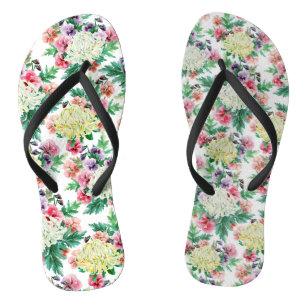 Colorful summer flowers pattern jandals