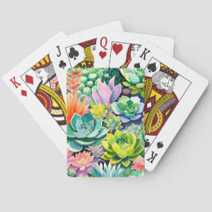 Colorful Summer Succulent Botanical Garden Playing Cards