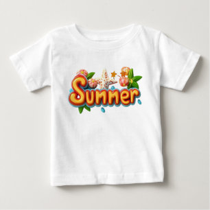 Colorful Summer Text with Beach Elements Baby T-Shirt