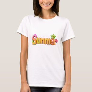 Colorful Summer Text with Star T-Shirt