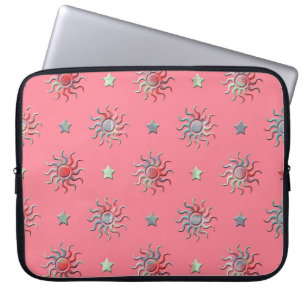 Colorful sun and stars design laptop sleeve
