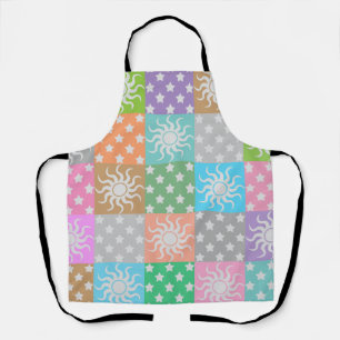 Colorful sun and stars pattern apron