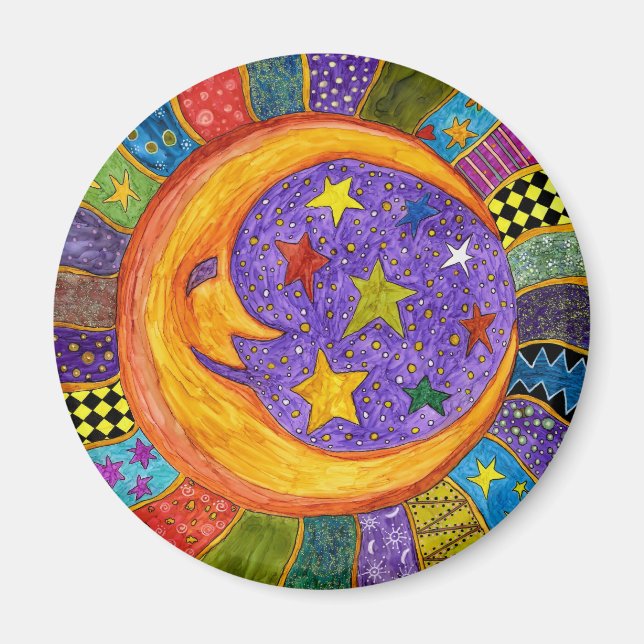 Colorful Sun, Moon and Stars Magnet  (Front)