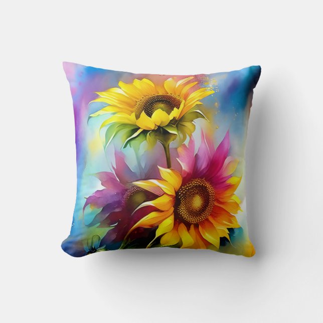 Colorful Sunflowers Cushion (Front)