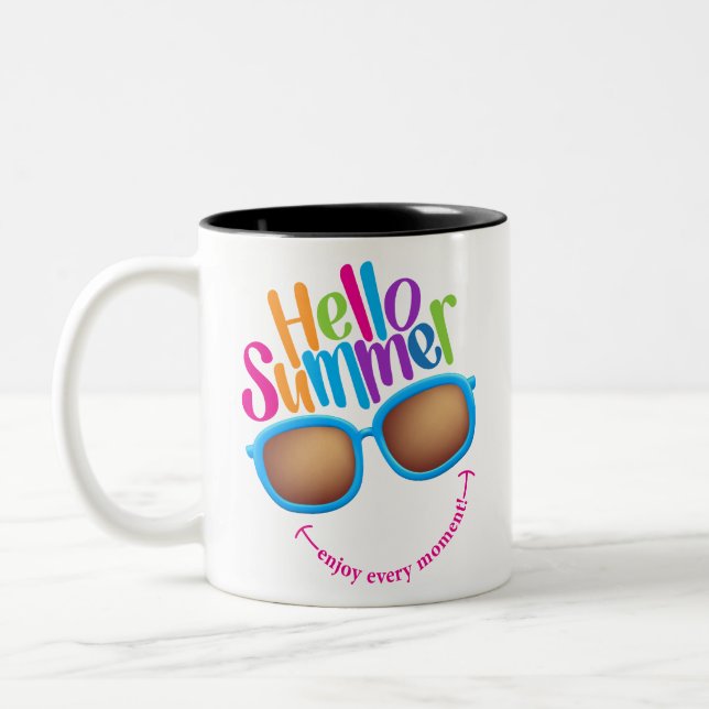 Colorful Sunglasses for Summer Two-Tone Coffee Mug (Left)