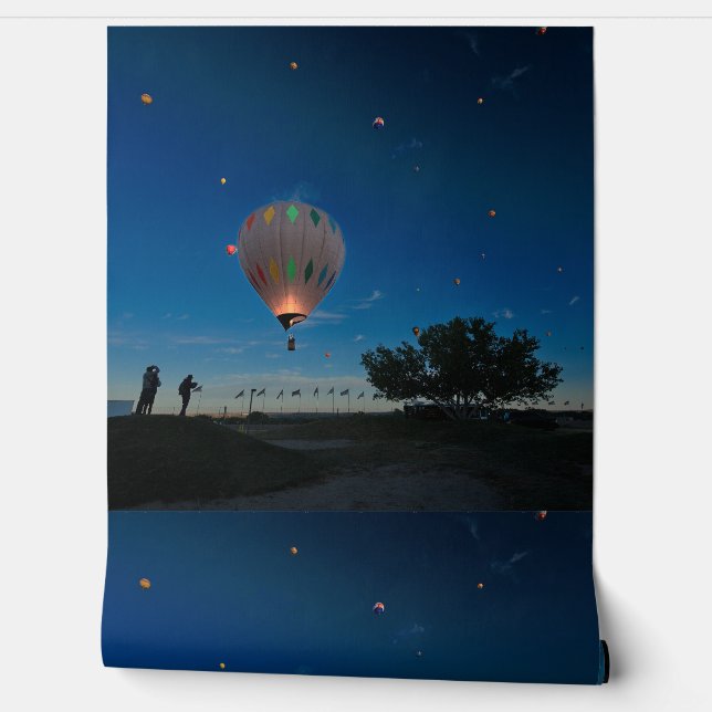 Colorful Sunrise Hot Air Balloon Festival at Dusk Wallpaper (Unrolling)