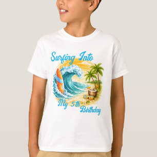 Colorful Surfing Beach tropical kid's birthday T-Shirt